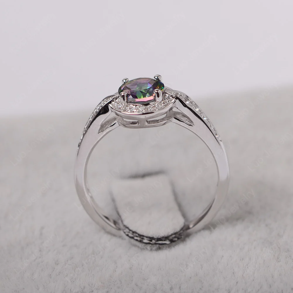 Round Cut Mystic Topaz Halo Ring - Image 3