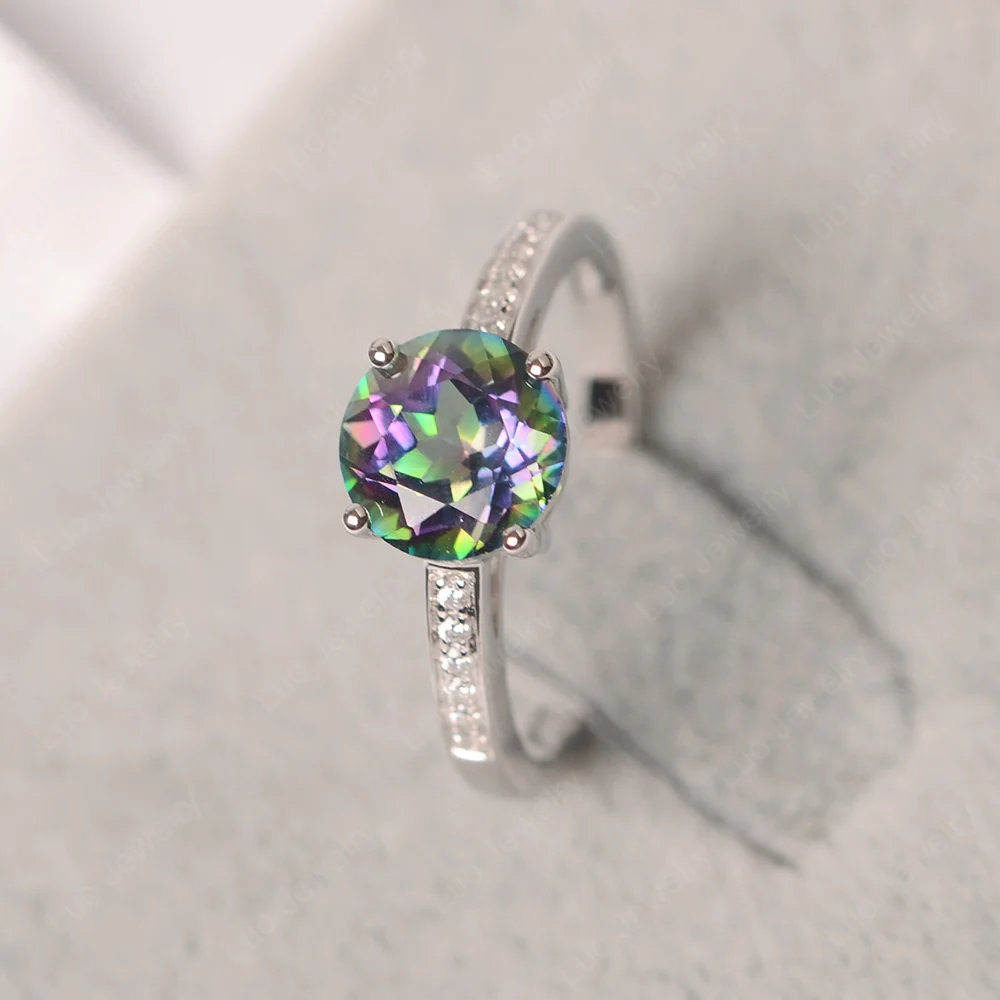 Round Cut Mystic Topaz Ring