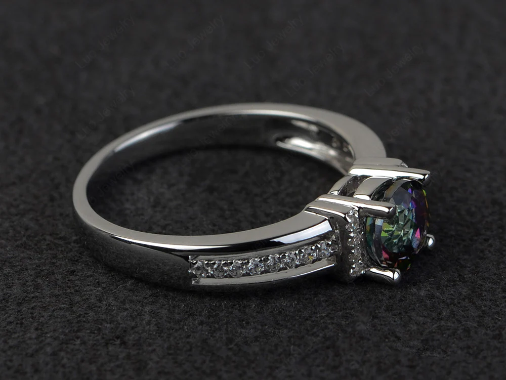 Mystic Topaz Triple Shank Ring - Image 2