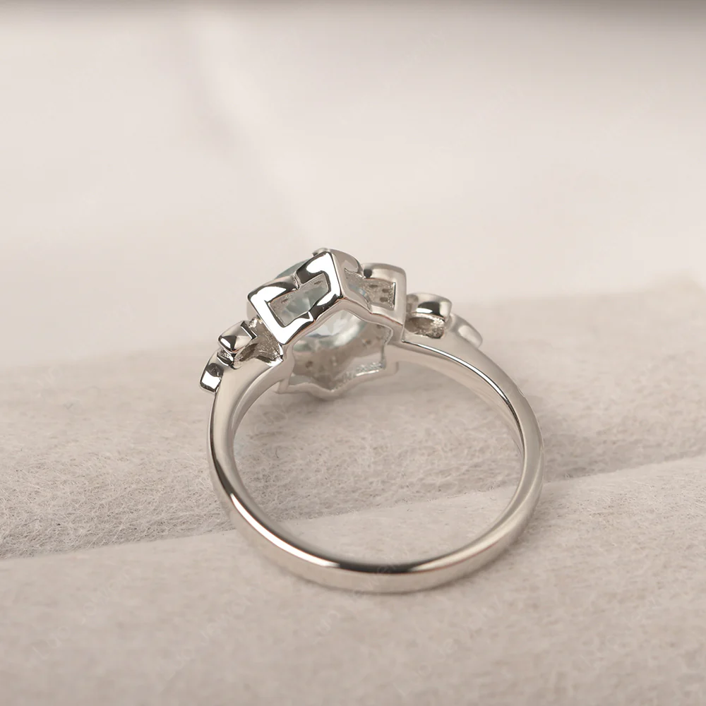 Aquamarine Lotus Engagement Ring - Image 3