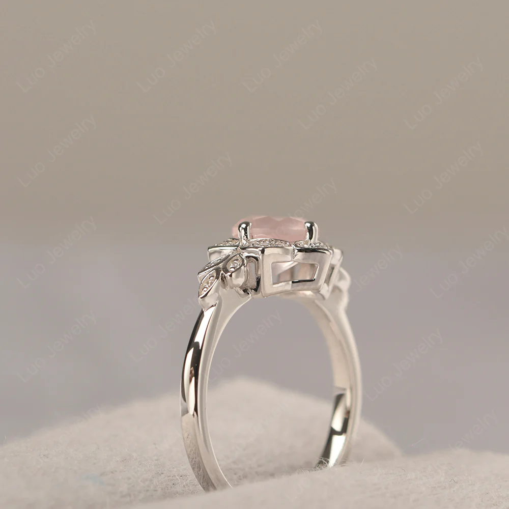 Rose Quartz Lotus Engagement Ring - Image 4
