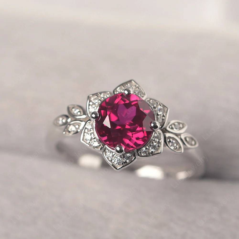 Ruby Lotus Setting Engagement Ring