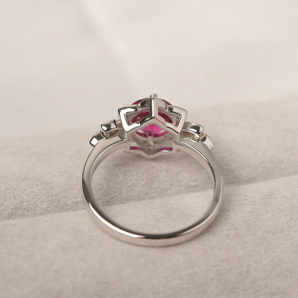 Ruby Lotus Setting Engagement Ring - Image 4