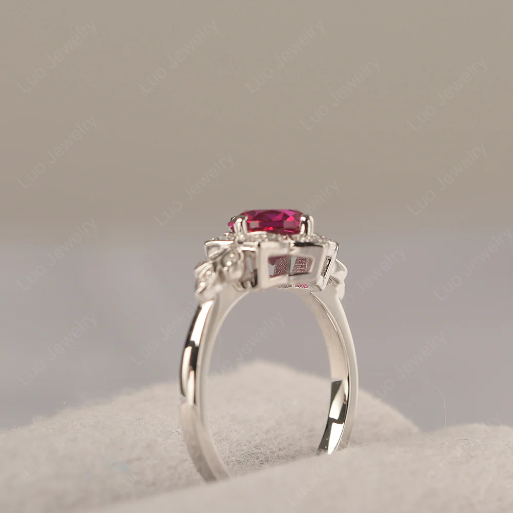 Ruby Lotus Setting Engagement Ring - Image 5