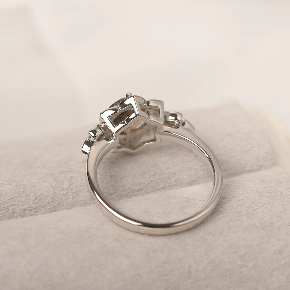 Smoky Quartz Lotus Engagement Ring - Image 3