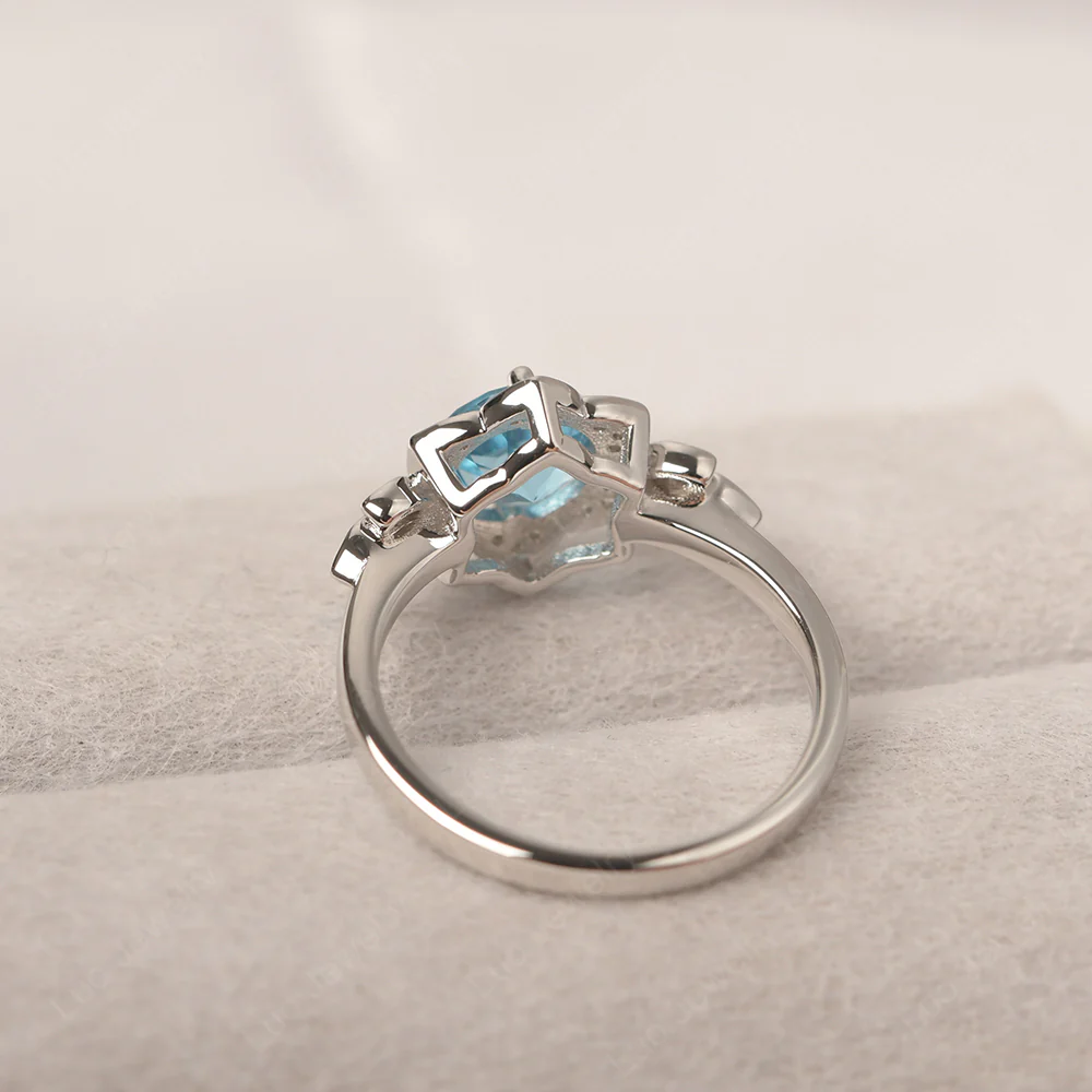 Swiss Blue Topaz Lotus Setting Engagement Ring - Image 3