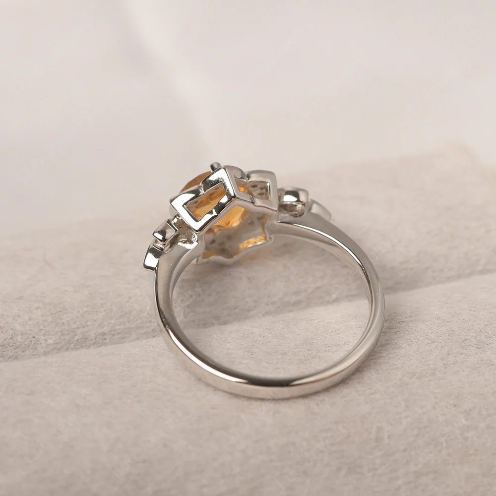 Round Cut Citrine Flower Ring - Image 3