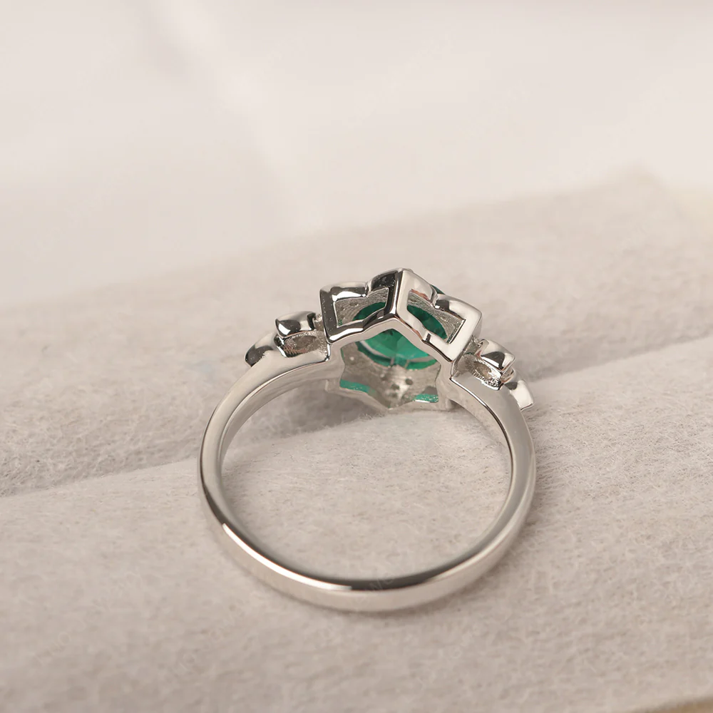 Emerald Lotus Engagement Ring - Image 3