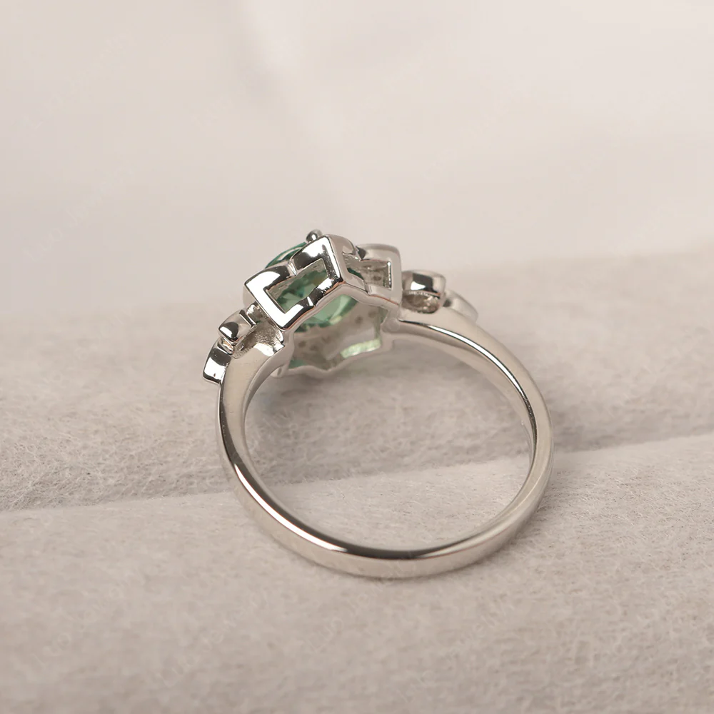 Green Sapphire Lotus Engagement Ring - Image 3
