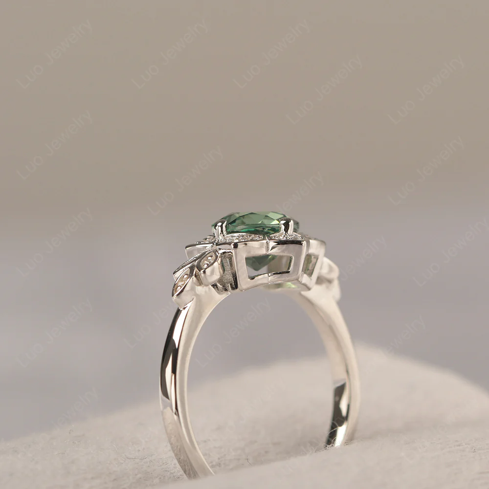 Green Sapphire Lotus Engagement Ring - Image 4