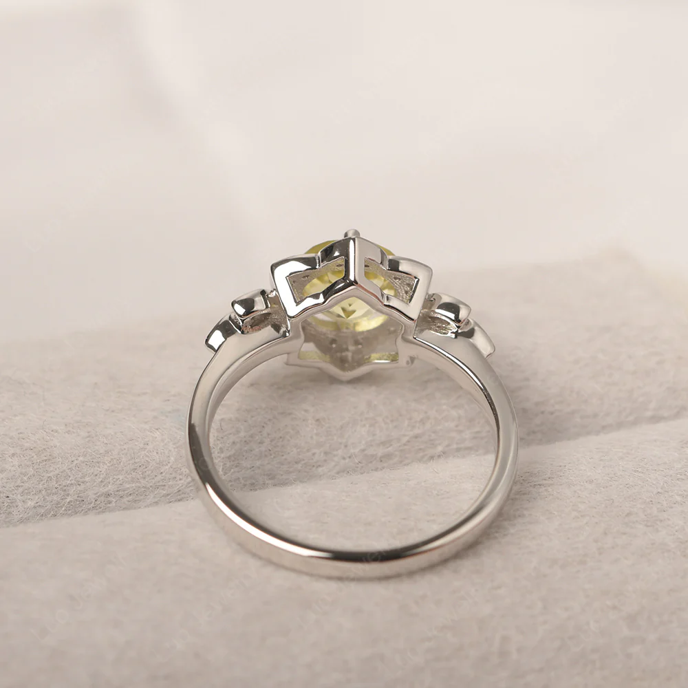 Lemon Quartz Lotus Setting Engagement Ring - Image 3