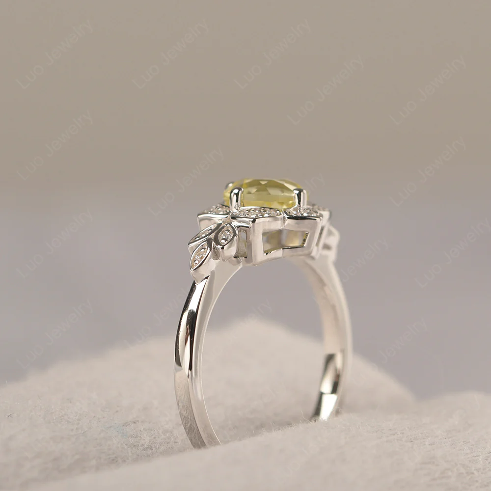 Lemon Quartz Lotus Setting Engagement Ring - Image 4