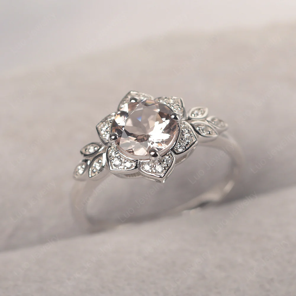 Morganite Lotus Engagement Ring - Image 2