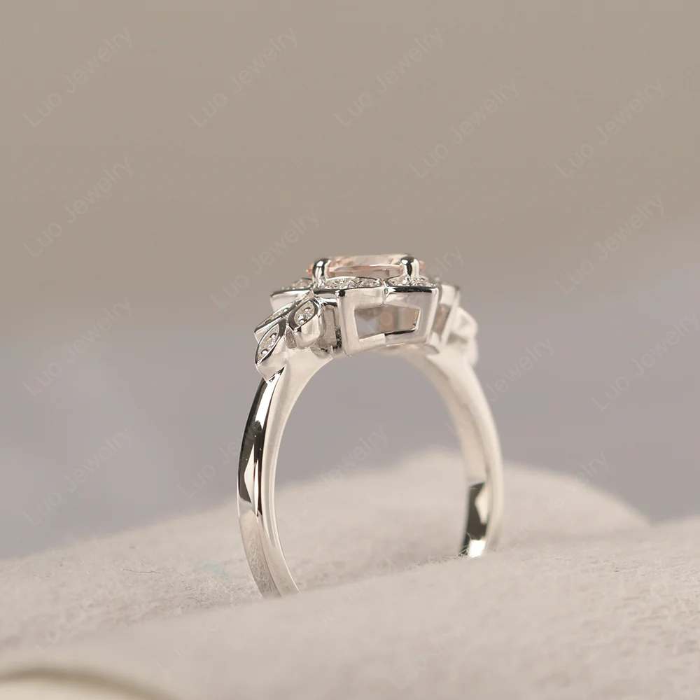 Morganite Lotus Engagement Ring - Image 4
