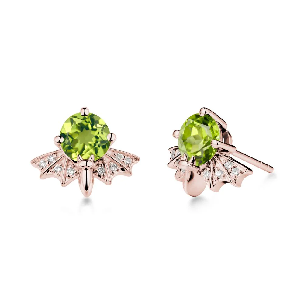 Round Cut Peridot Bat Earrings - Image 5