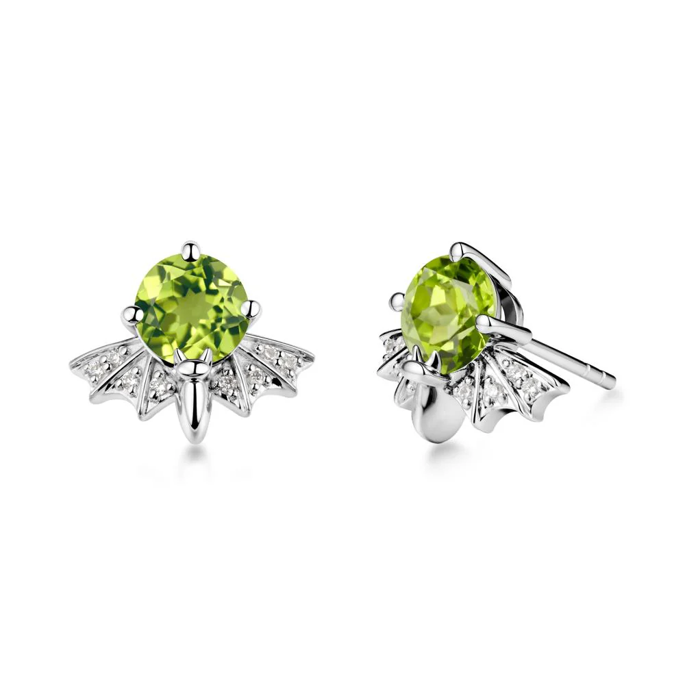 Round Cut Peridot Bat Earrings - Image 9