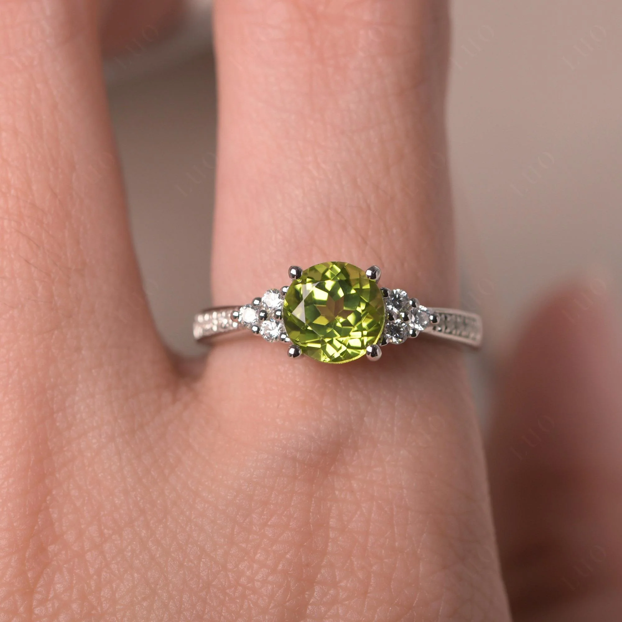 Round Cut Peridot Engagement Ring - Image 33