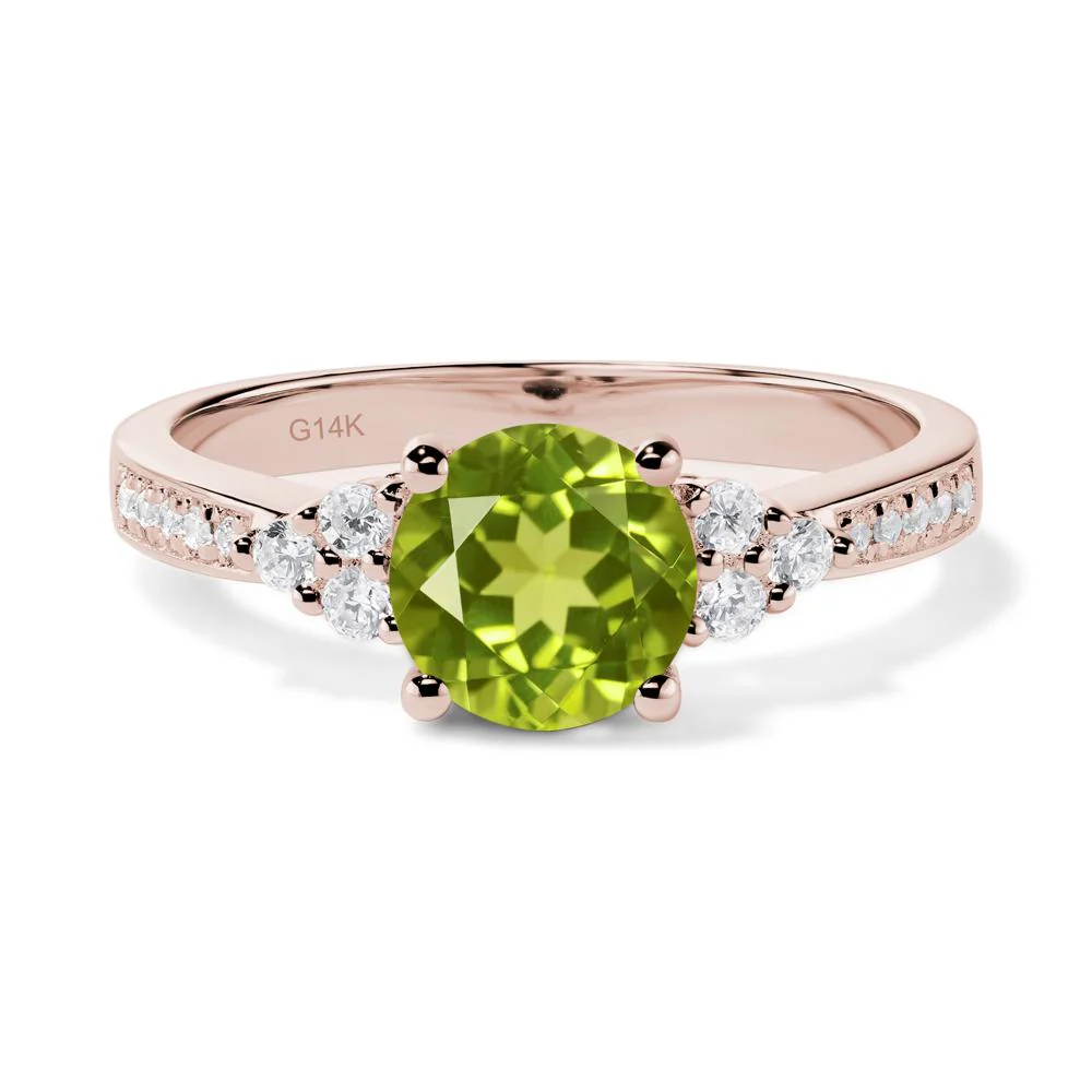 Round Cut Peridot Engagement Ring - Image 5