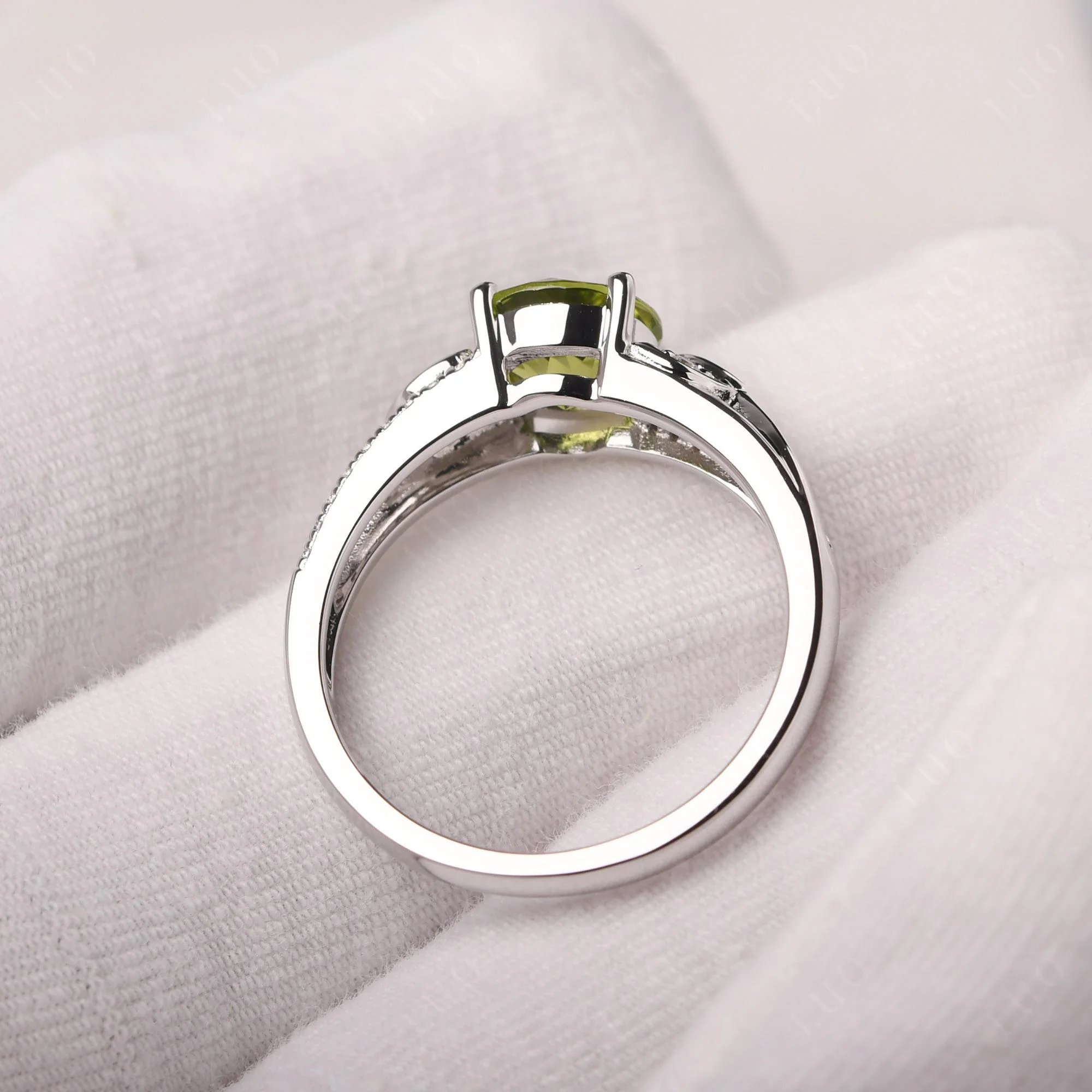 Leaf Inspired Peridot Engagement Ring - Image 12
