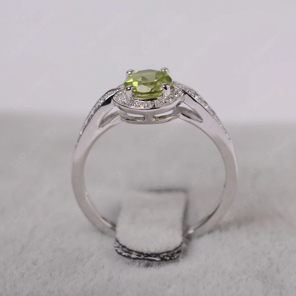 Round Cut Peridot Halo Ring - Image 3