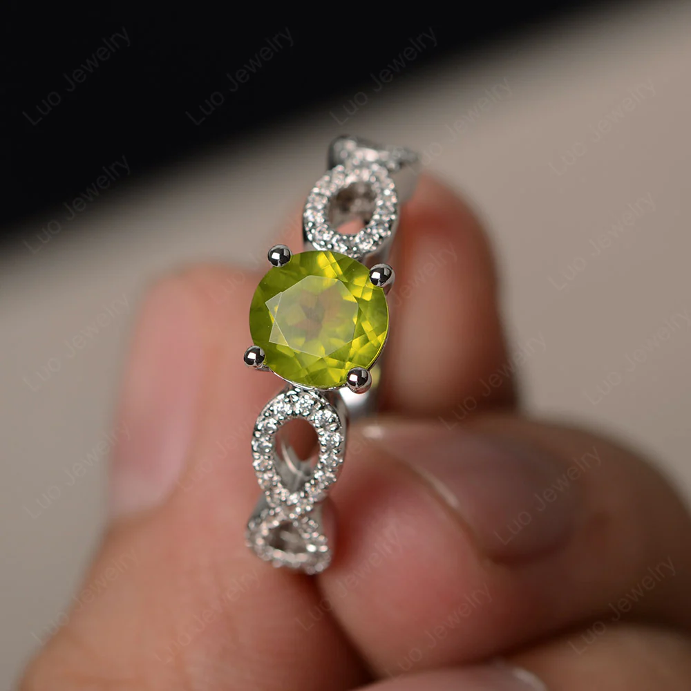 Peridot Infinity Promise Rings
