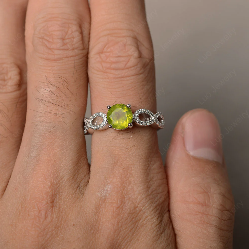 Peridot Infinity Promise Rings - Image 3