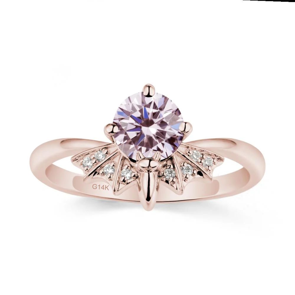 Round Cut Pink Cubic Zirconia Bat Ring - Image 2