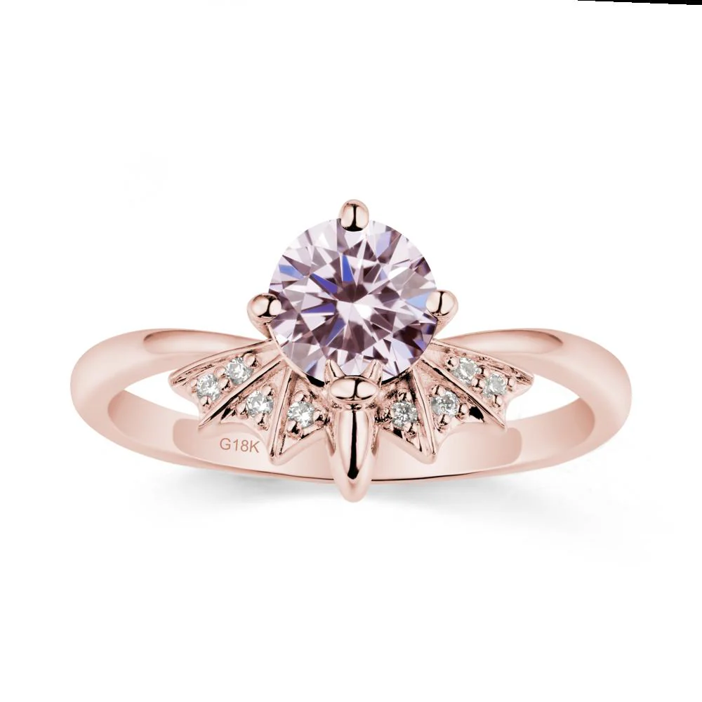 Round Cut Pink Cubic Zirconia Bat Ring - Image 5