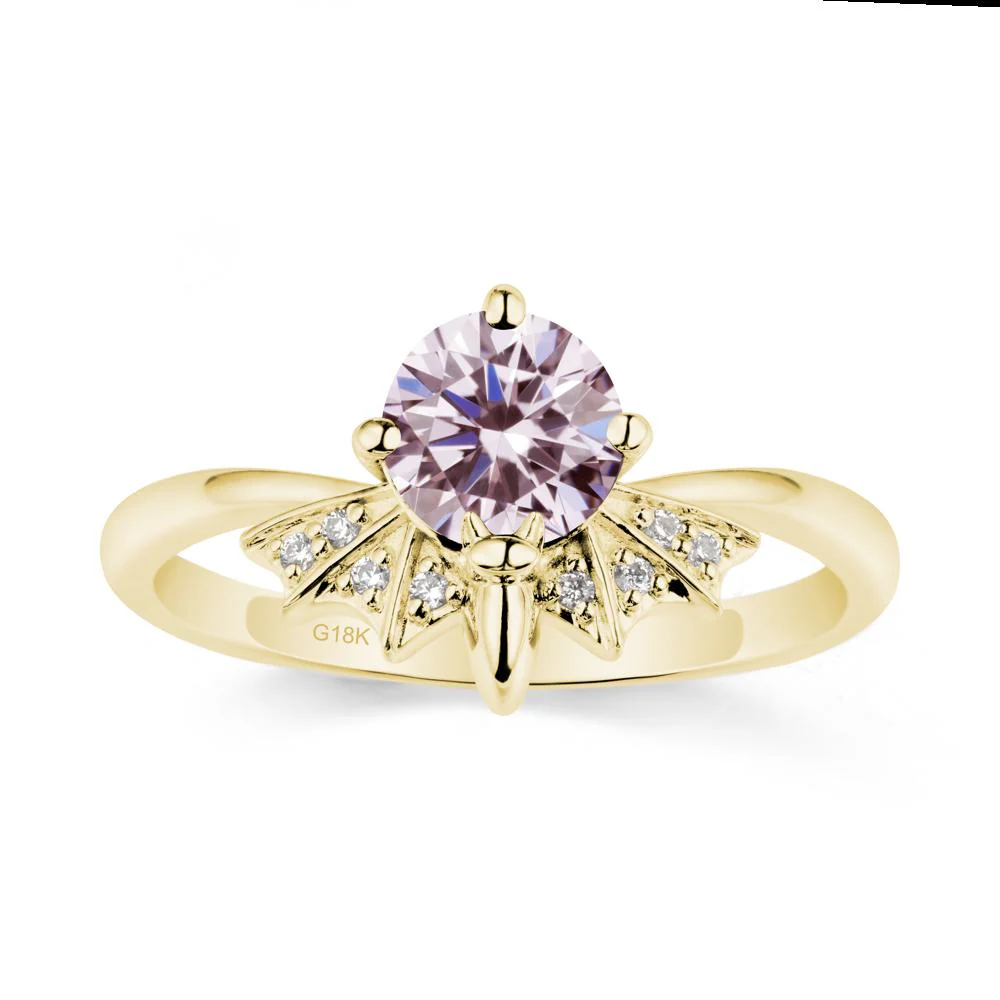 Round Cut Pink Cubic Zirconia Bat Ring - Image 7