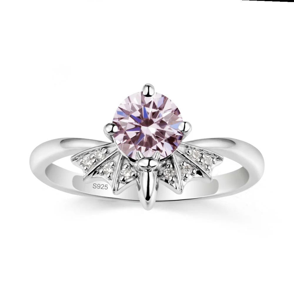 Round Cut Pink Cubic Zirconia Bat Ring - Image 9