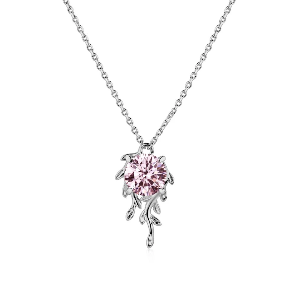 Round Cut Pink Cubic Zirconia Necklace - Image 8