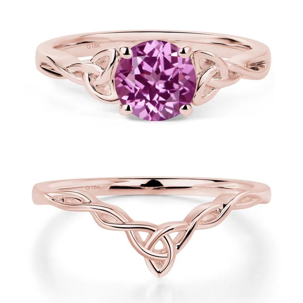 Round Cut Pink Sapphire Celtic Ring - Image 17