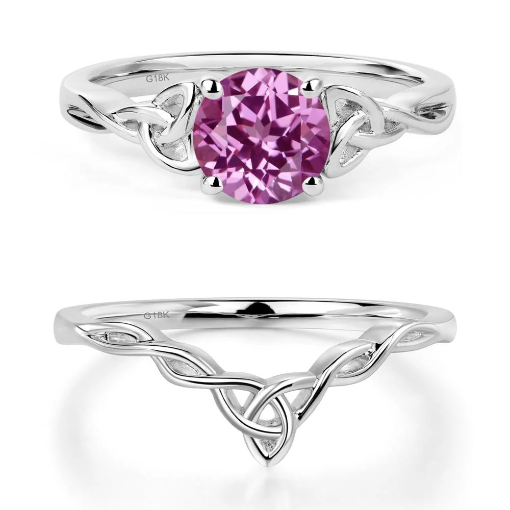 Round Cut Pink Sapphire Celtic Ring - Image 19