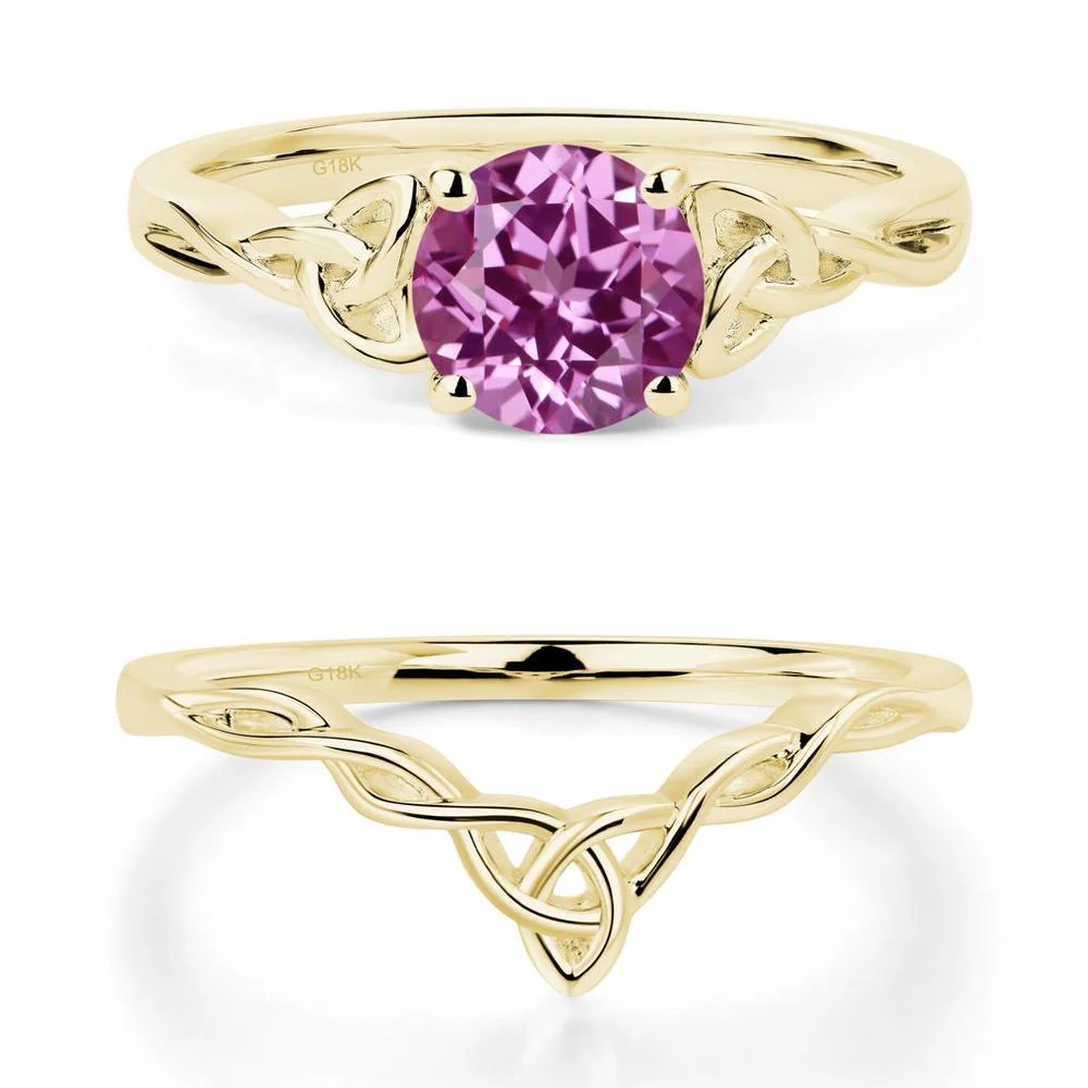 Round Cut Pink Sapphire Celtic Ring - Image 21