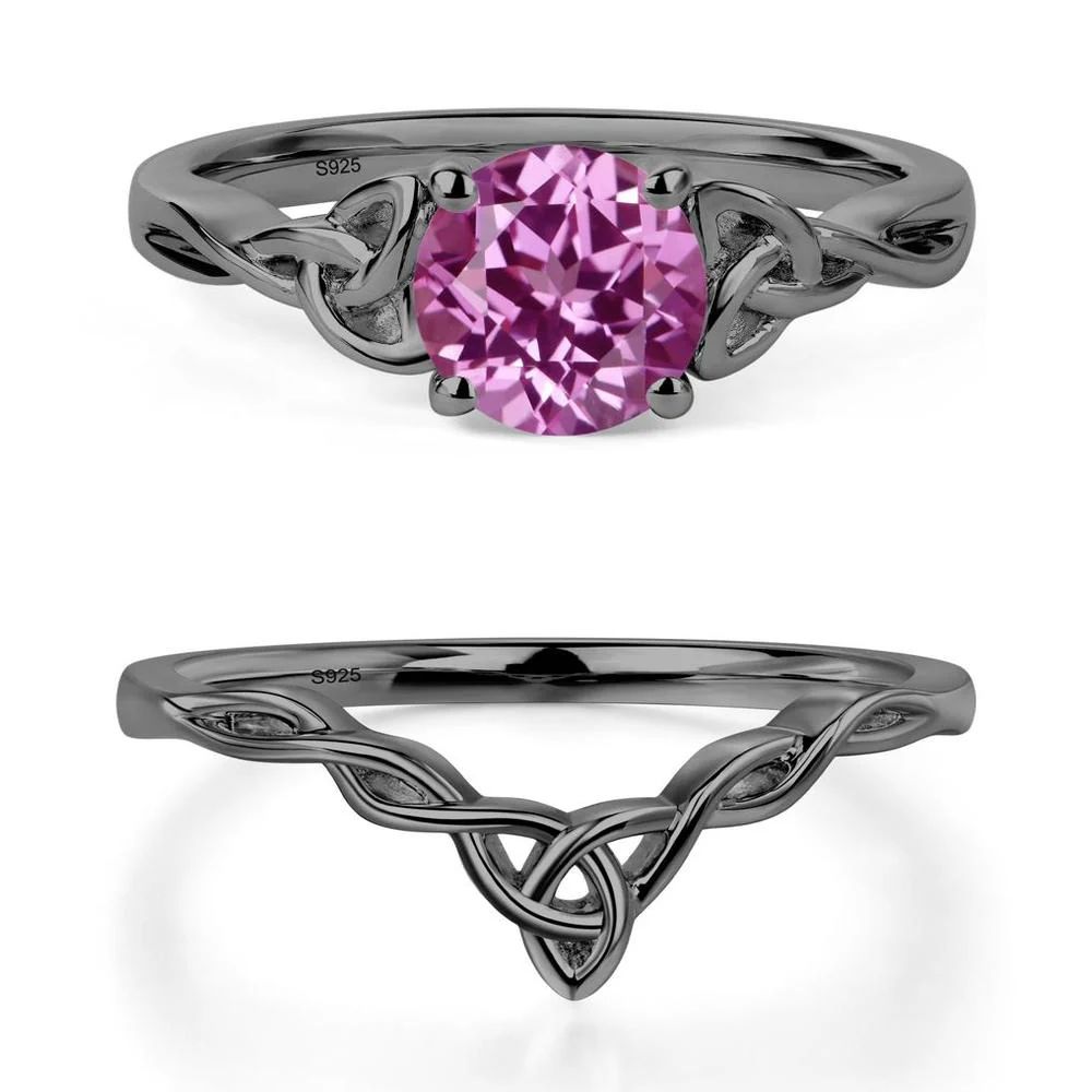 Round Cut Pink Sapphire Celtic Ring - Image 23