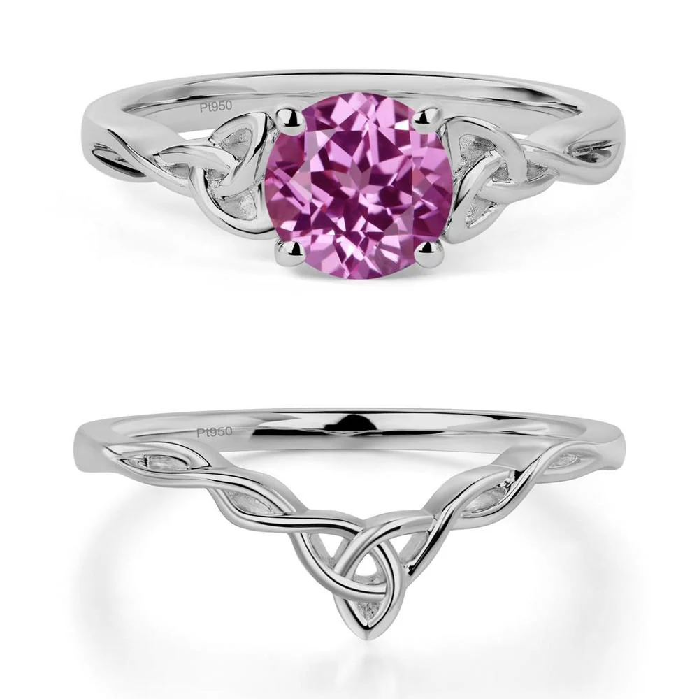 Round Cut Pink Sapphire Celtic Ring - Image 25