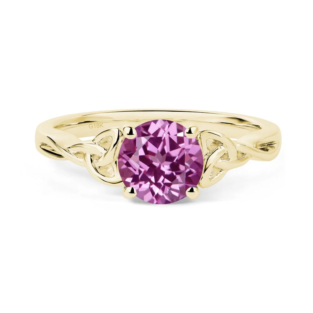 Round Cut Pink Sapphire Celtic Ring - Image 4