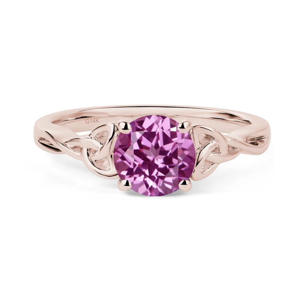 Round Cut Pink Sapphire Celtic Ring - Image 5