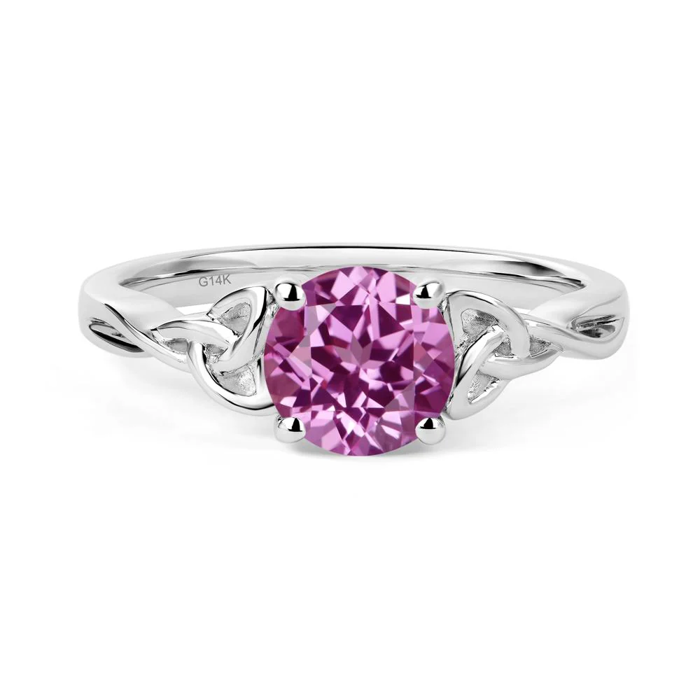 Round Cut Pink Sapphire Celtic Ring - Image 7