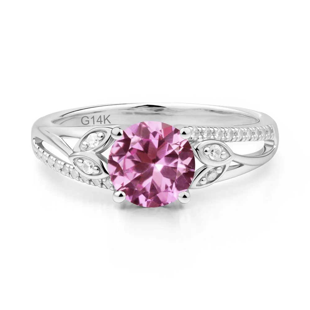 Leaf Inspired Pink Sapphire Engagement Ring