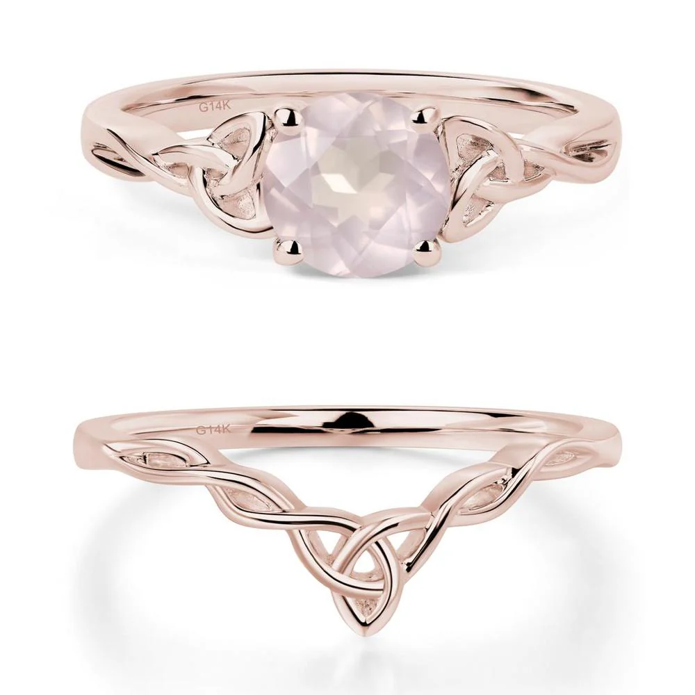 Round Cut Rose Quartz Celtic Ring - Image 11