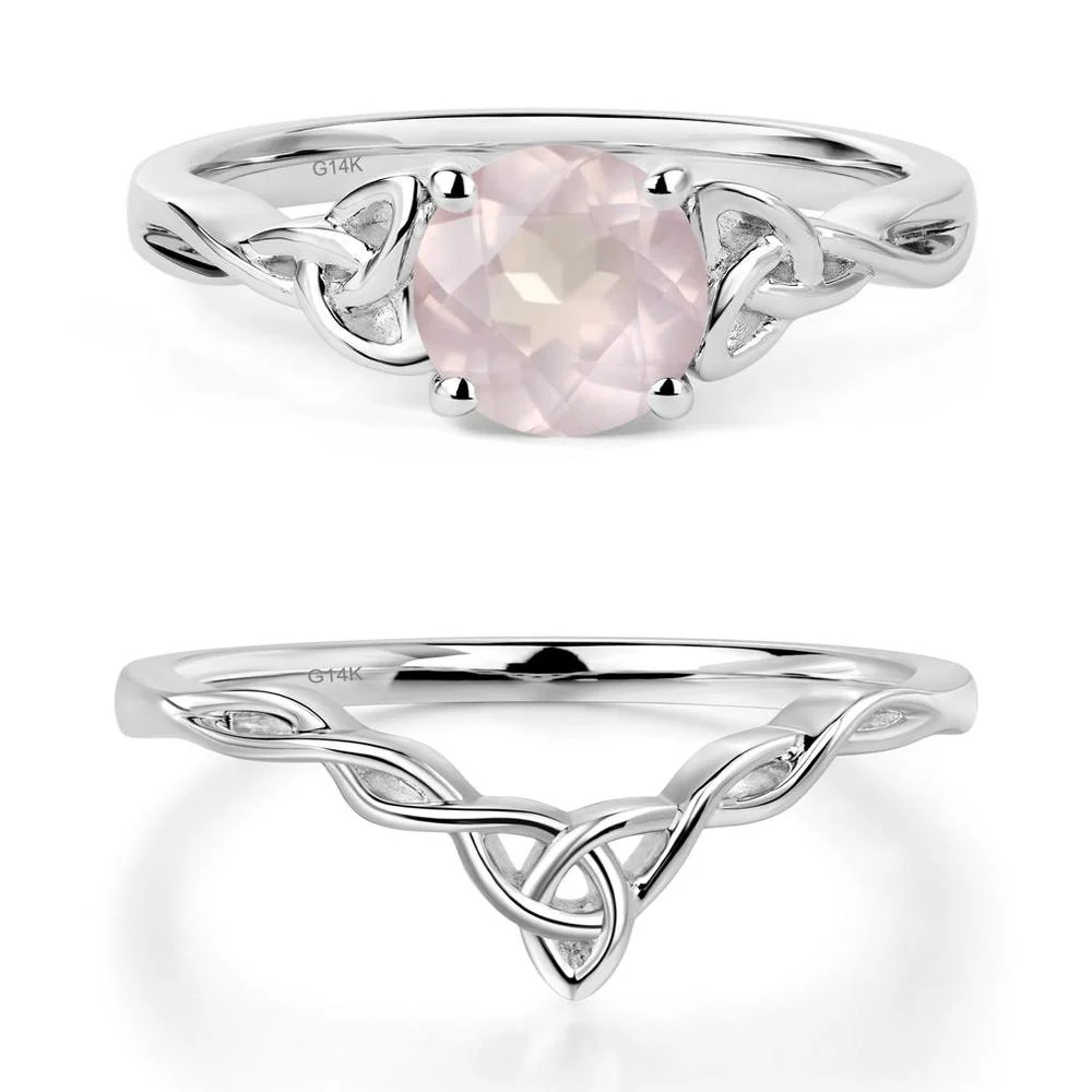 Round Cut Rose Quartz Celtic Ring - Image 13