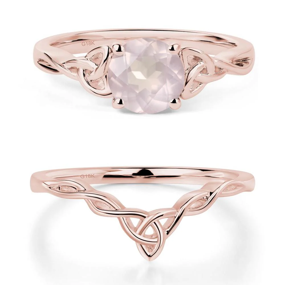 Round Cut Rose Quartz Celtic Ring - Image 17
