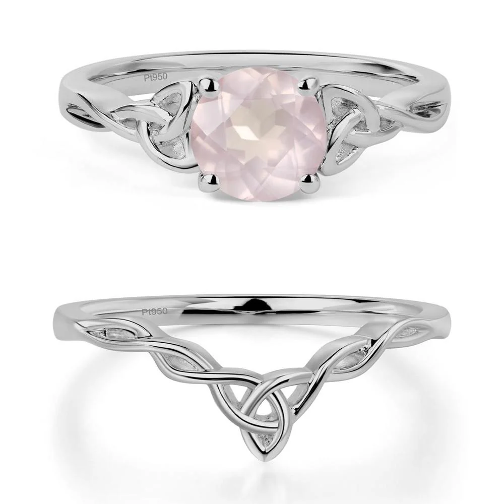 Round Cut Rose Quartz Celtic Ring - Image 25