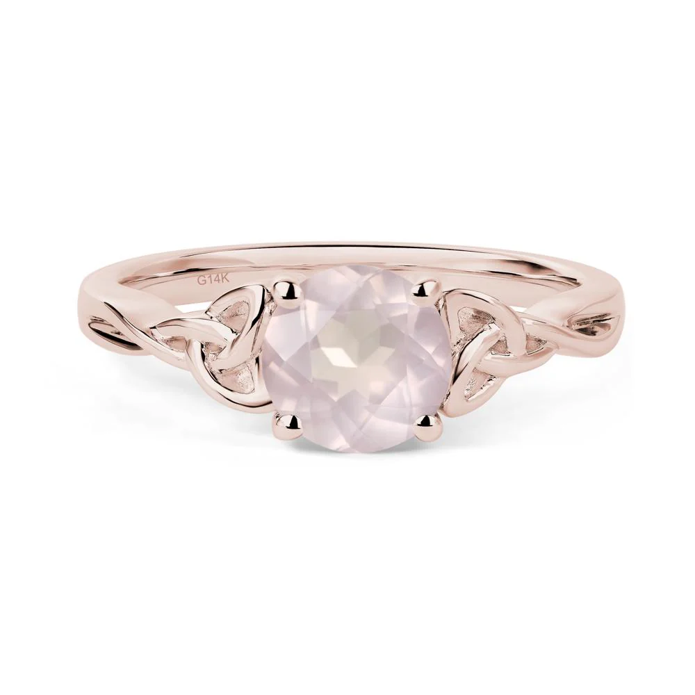 Round Cut Rose Quartz Celtic Ring - Image 5