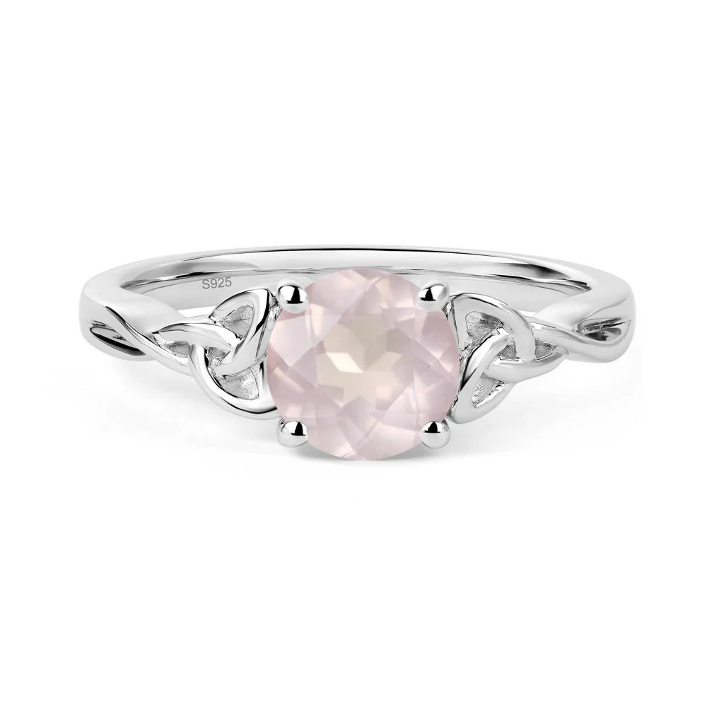 Round Cut Rose Quartz Celtic Ring - Image 9
