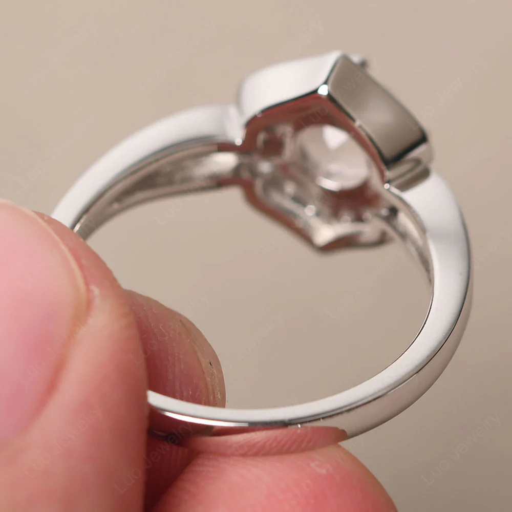 Round Cut Rose Quartz Dainty Engagement Ring - Image 3
