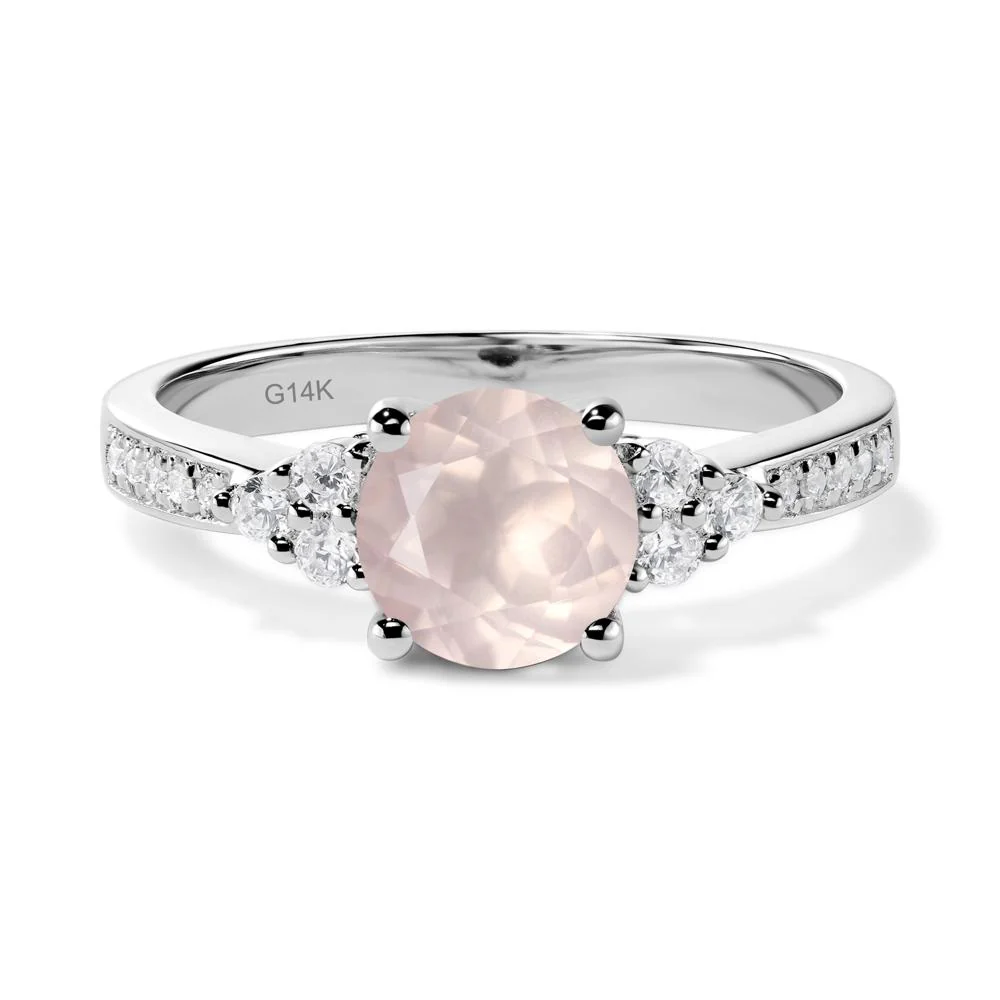 Round Cut Rose Quartz Engagement Ring - Image 3