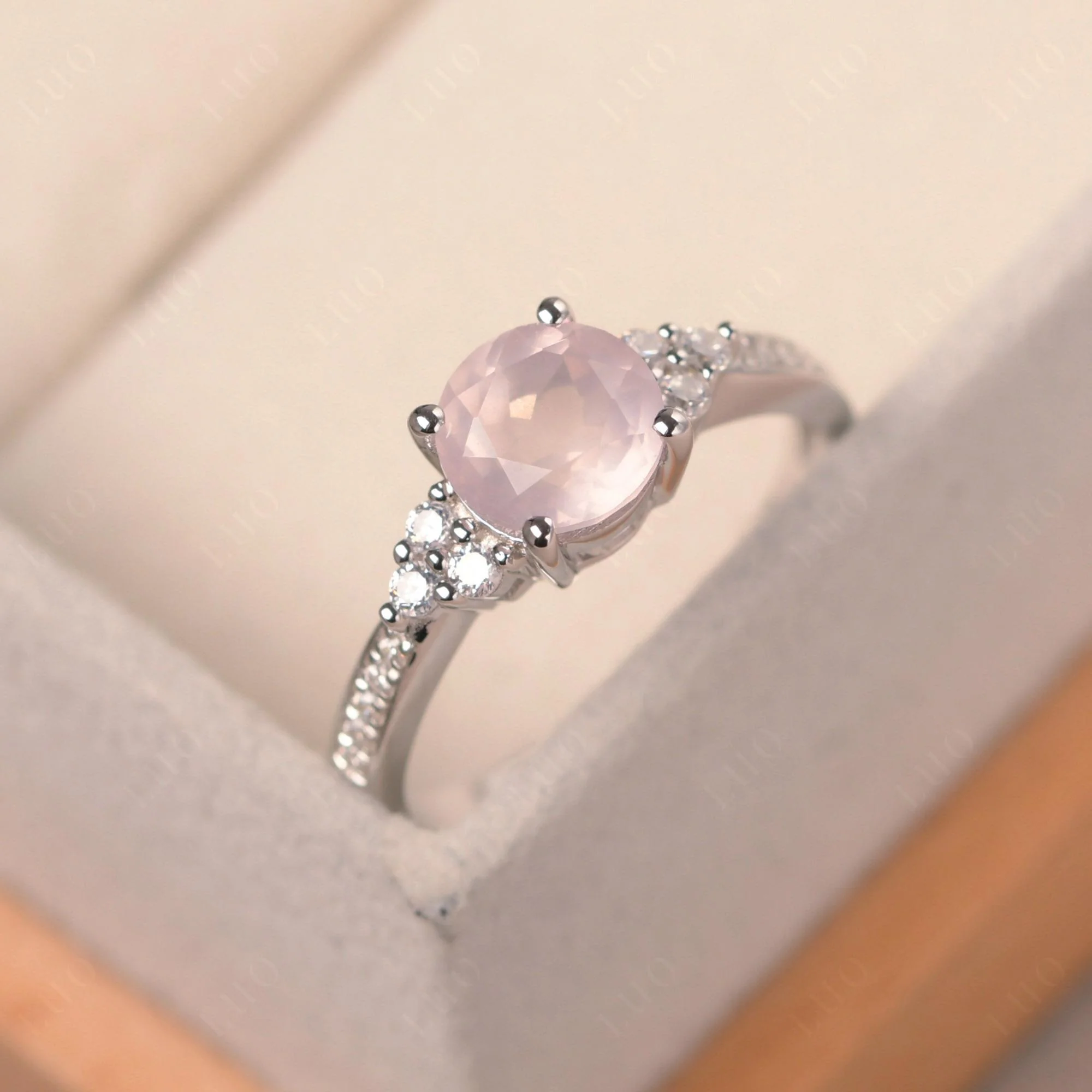 Round Cut Rose Quartz Engagement Ring - Image 30