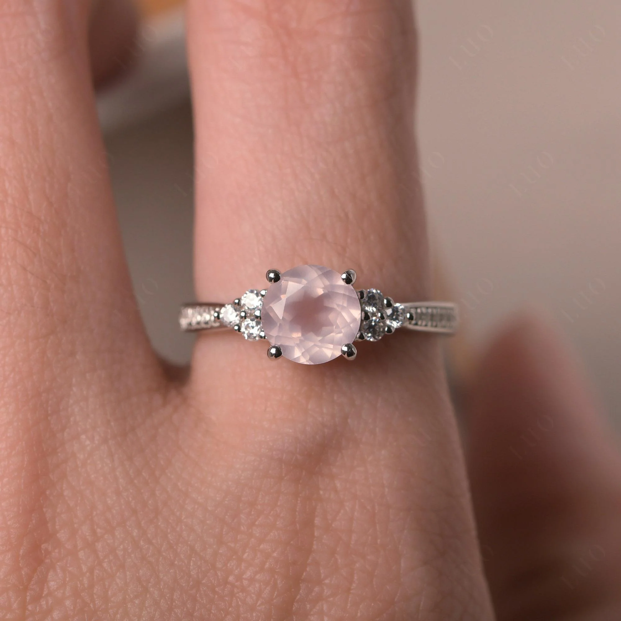 Round Cut Rose Quartz Engagement Ring - Image 33